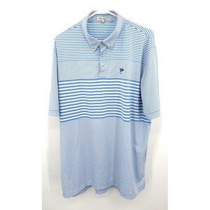 Peter Millar Polo Shirt Mens XL Blue Striped Ocean Reef Club Logo Summer Comfort